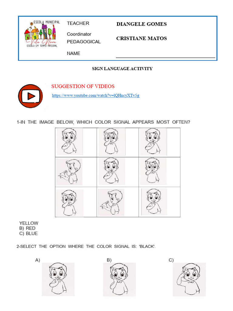 3rd YEAR - SIGN LANGUAGE ACTIVITY | PDF