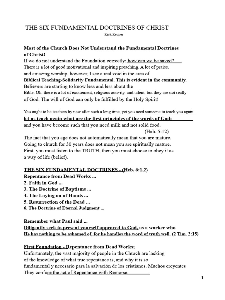 Understanding Christ's Six Doctrines | PDF | Baptism | Resurrection Of ...