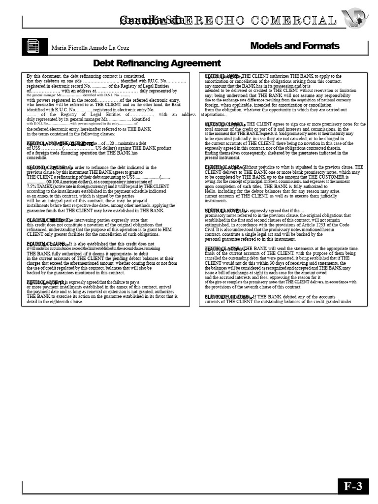 Debt Refinancing Agreement Template | PDF | Banks | Credit Card