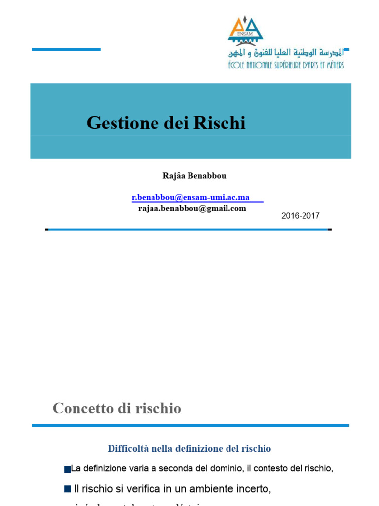 Corso Di Gestione Dei Rischi | PDF