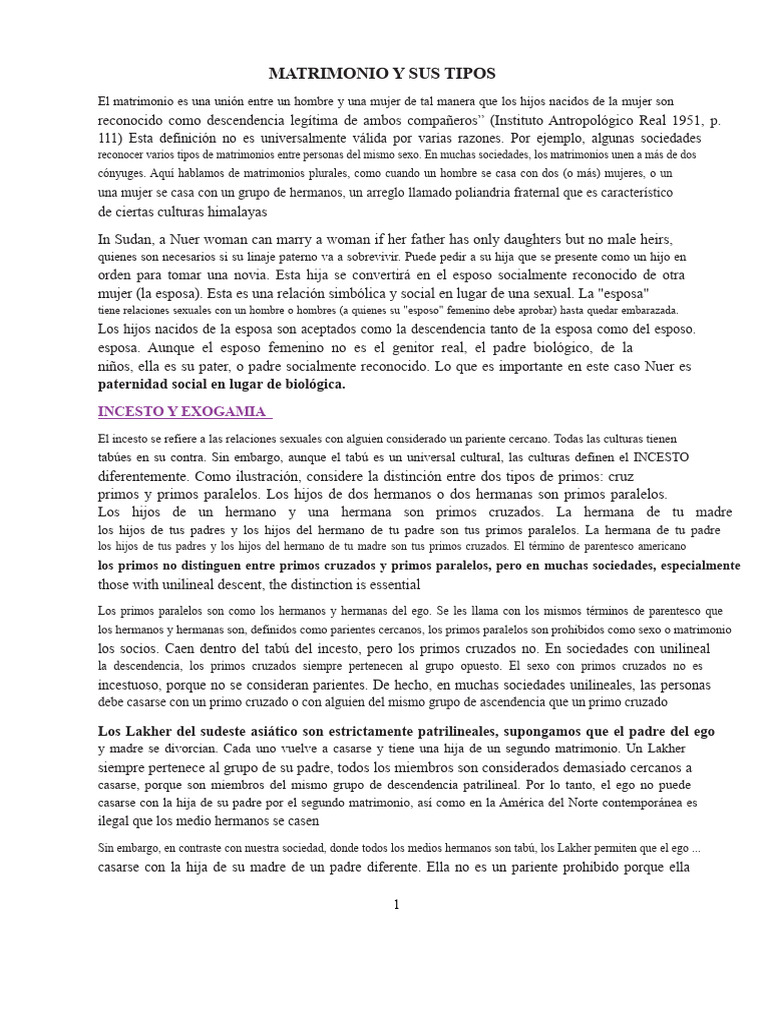 Tipos de Matrimonio y sus Normas Sociales | PDF | Matrimonio | Poligamia