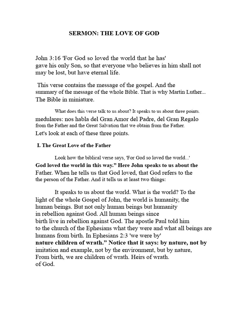 THE LOVE OF GOD (2) | PDF | Eternal Life (Christianity) | God In ...