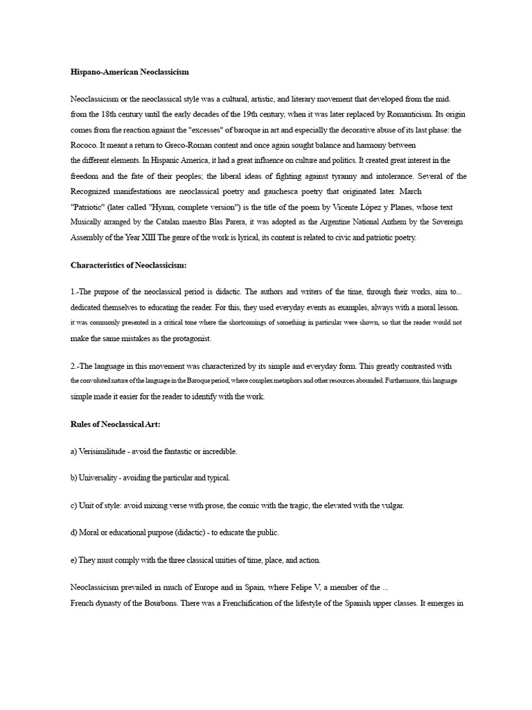 Overview of Hispano-American Neoclassicism | PDF | Poetry | Love