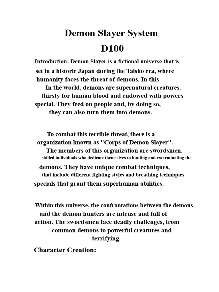 Demon Slayer System | PDF | Wound | Thunder