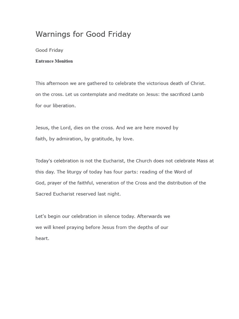 Good Friday Celebration and Reflections | PDF