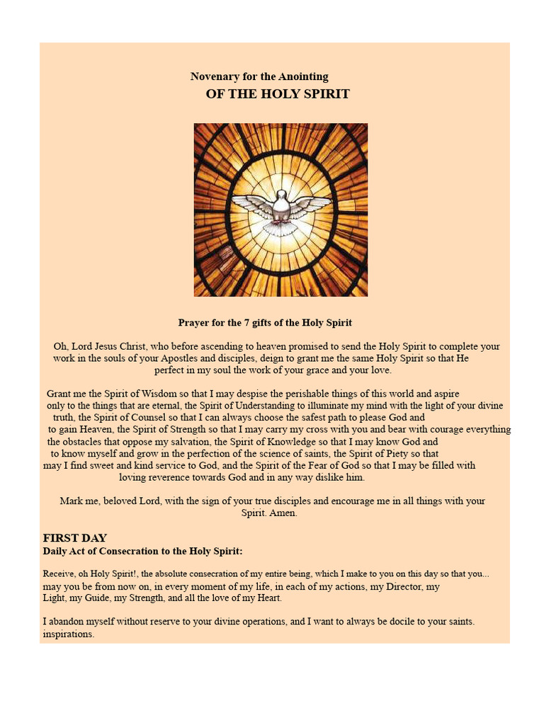 Novena to the Holy Spirit | PDF | Glory (Religion) | Holy Spirit