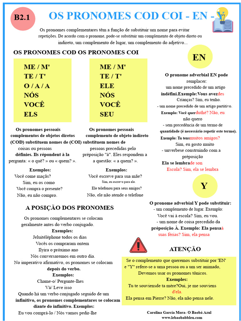 Pronomes COD e COI em Francês | PDF | Pronome | Linguística