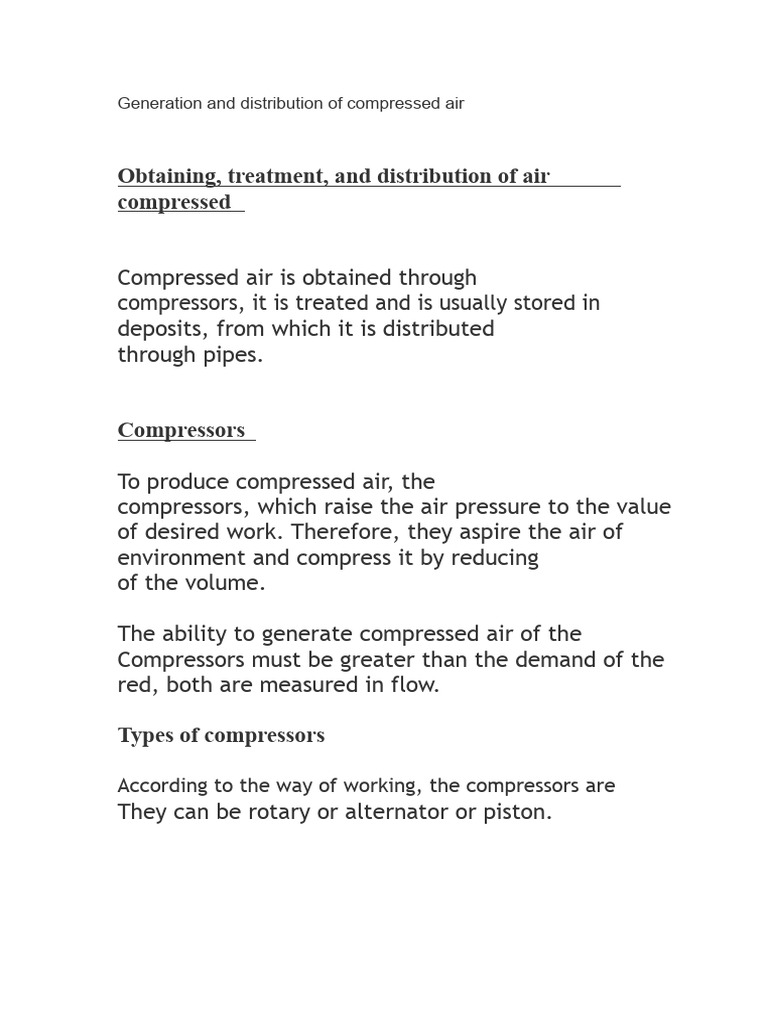 Compressed Air Generation and Distribution | PDF | Mechanical ...