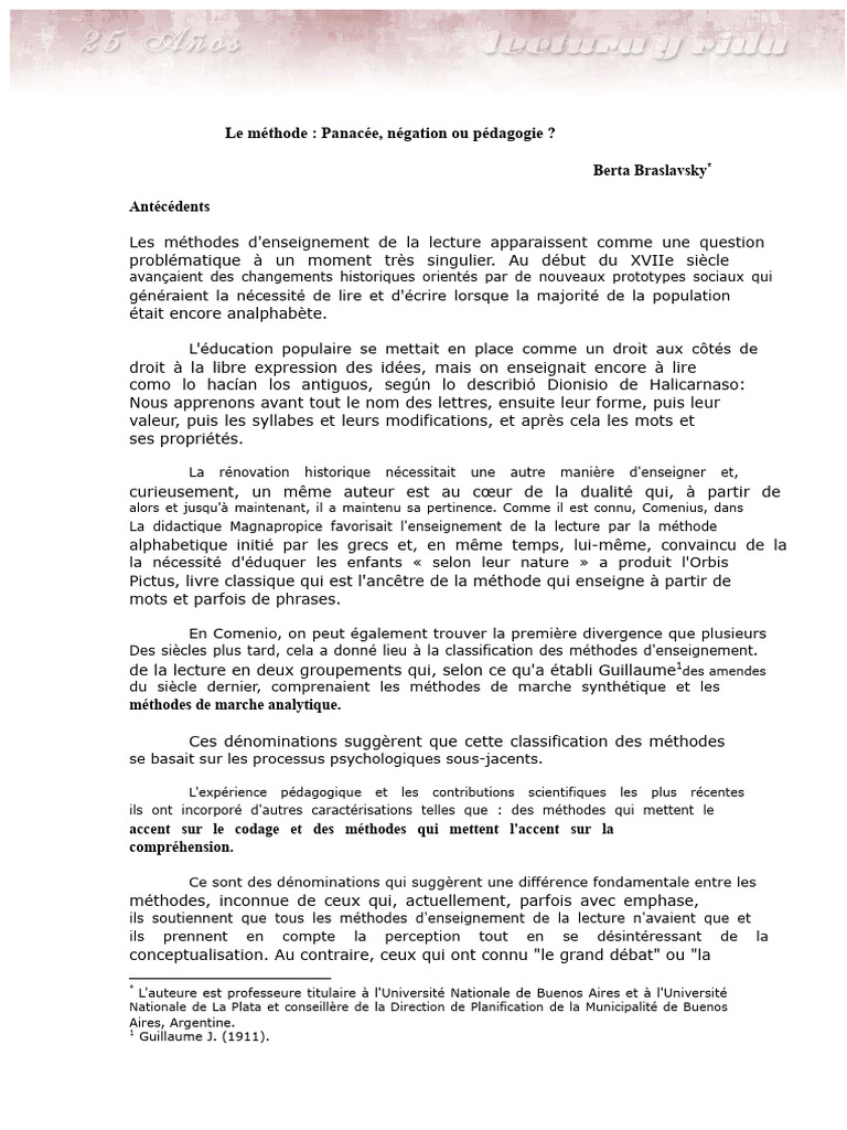 Méthodes d'enseignement de la lecture | PDF | Apprentissage | Syllabe