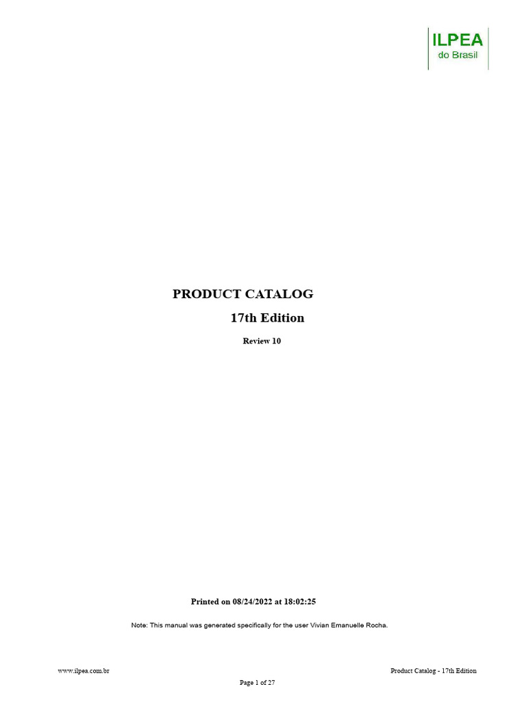 17th Edition Product Catalog Overview | PDF