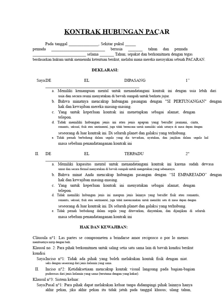 Kontrak Hubungan Pacaran Resmi | PDF