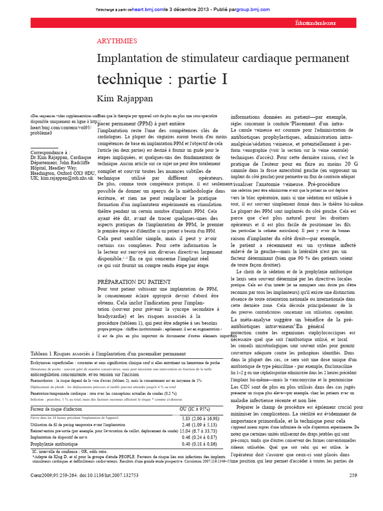Guide d'implantation de pacemaker PPM | PDF | Spécialités médicales