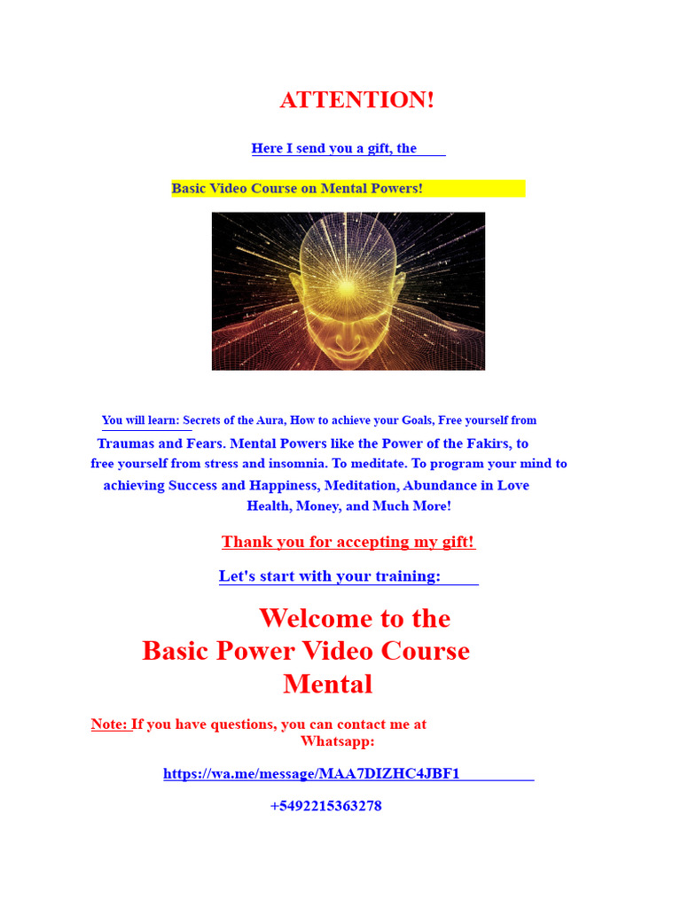 Basic Video Course on Mental Powers | PDF | Mind | Meditation