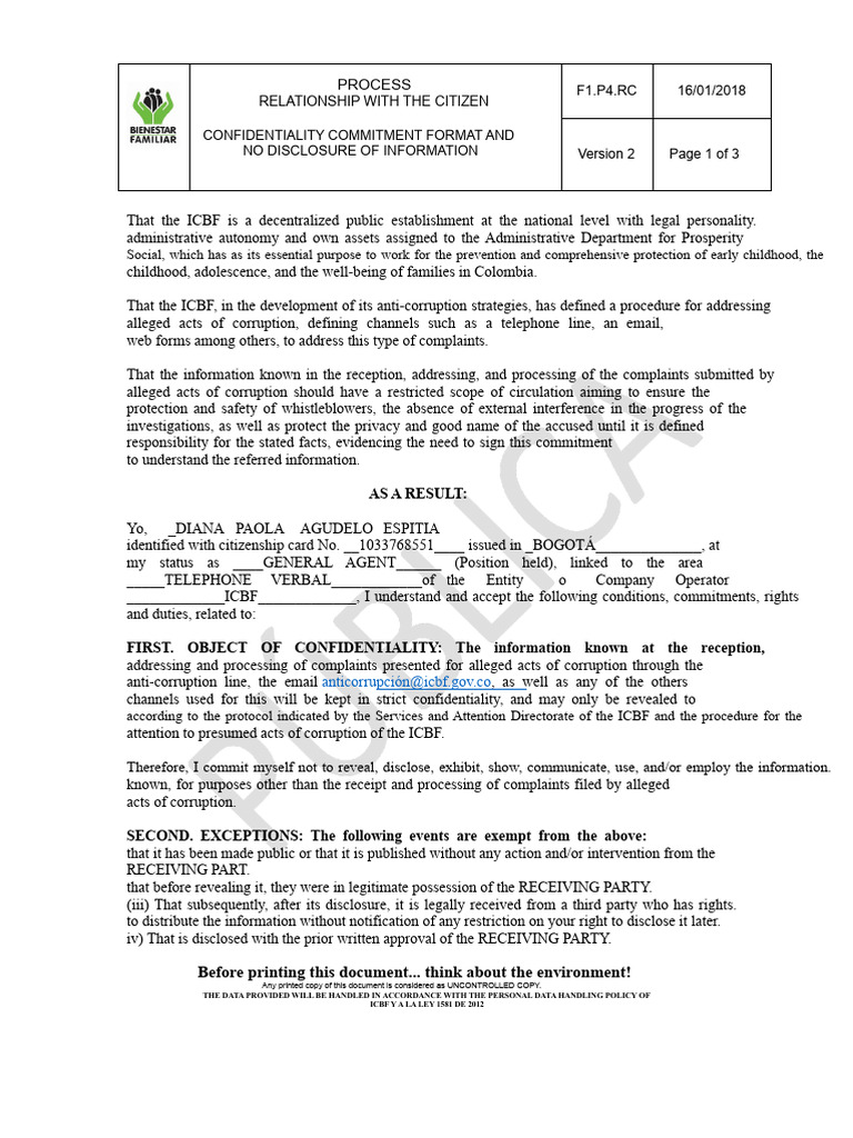 Confidentiality Agreement and Non-Disclosure of Information Format 2 ...