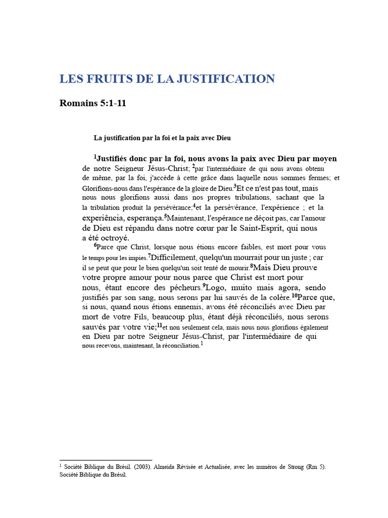 Fruits de la justification par la foi | PDF | Justification (Théologie ...