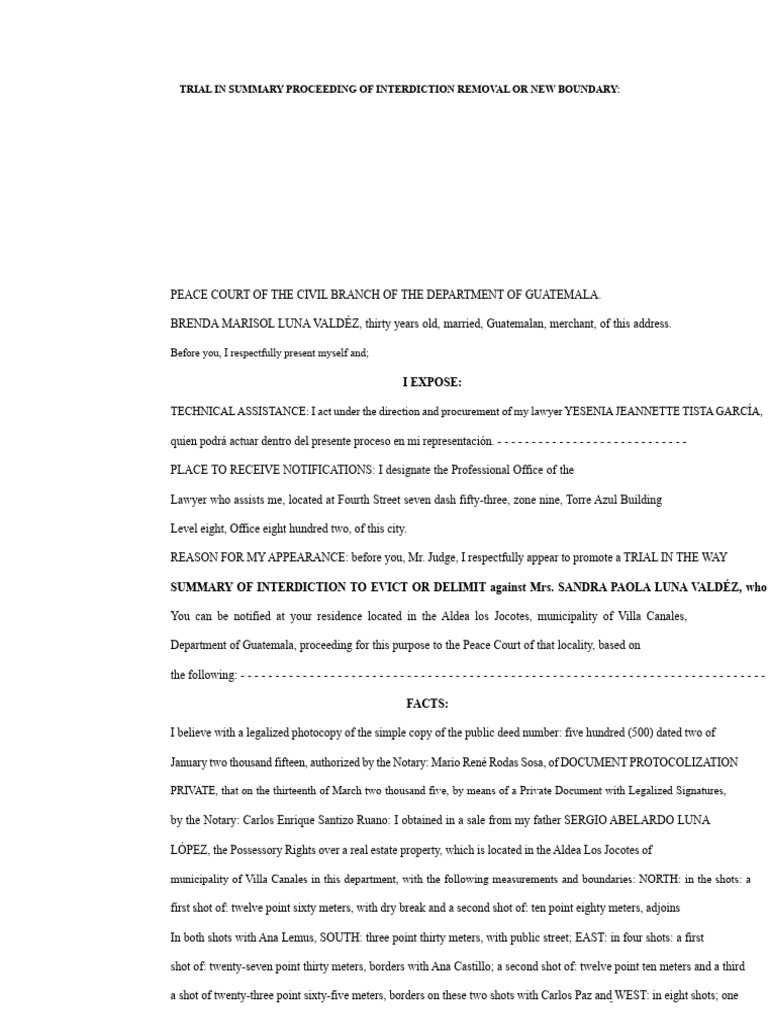 Interdiction Trial for Property Boundary Dispute | PDF | Lawsuit ...