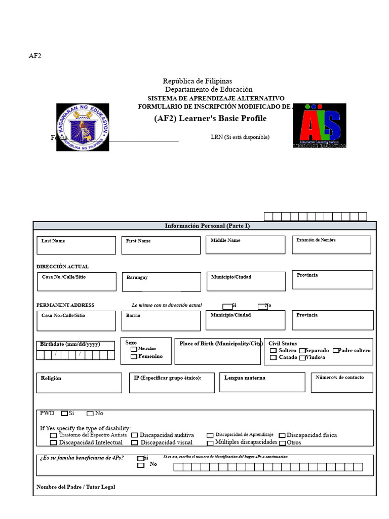 Formulario de Inscripción ALS Filipinas | PDF