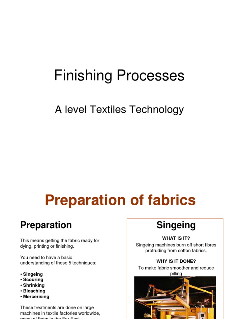 Textile Finishing Techniques Overview | PDF | Dyeing | Textiles