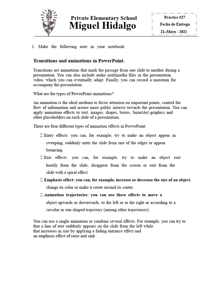 PowerPoint Transitions and Animations Guide | PDF | Microsoft Power ...