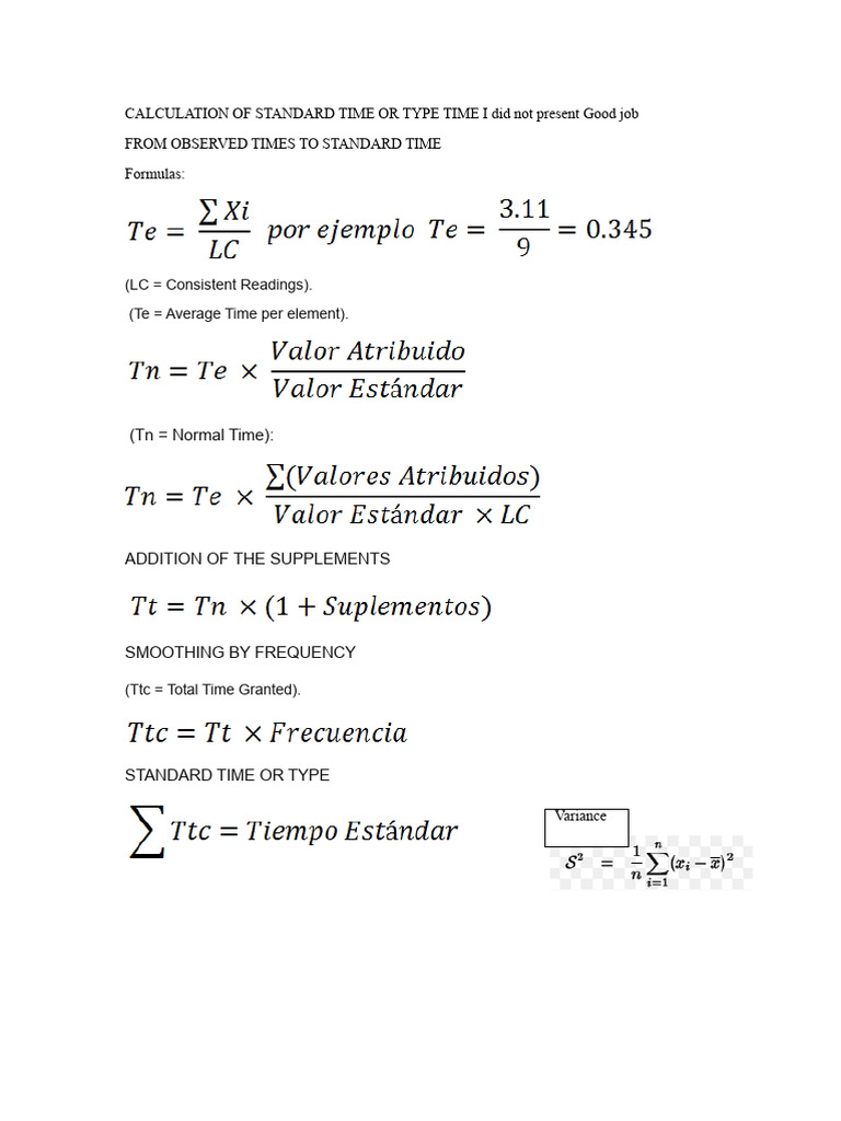 Exercises STANDARD TIME CALCULATION OR TYPICAL TIME PARETO | PDF