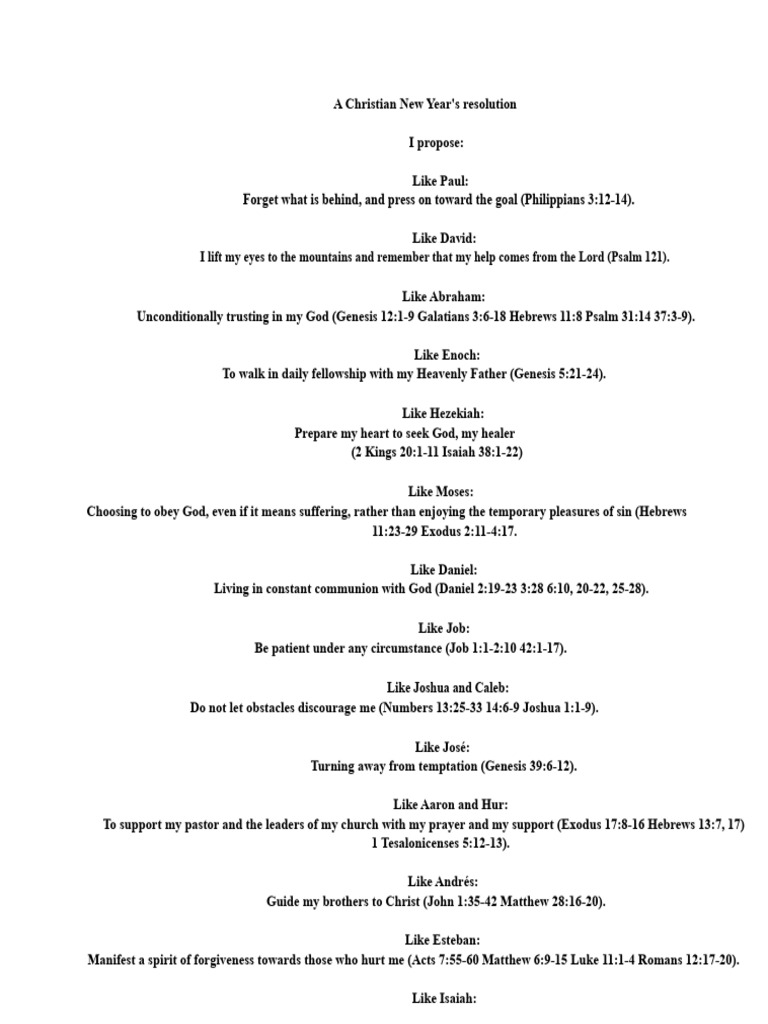 Christian New Year's Resolutions Guide | PDF | Book Of Exodus | Epistle ...