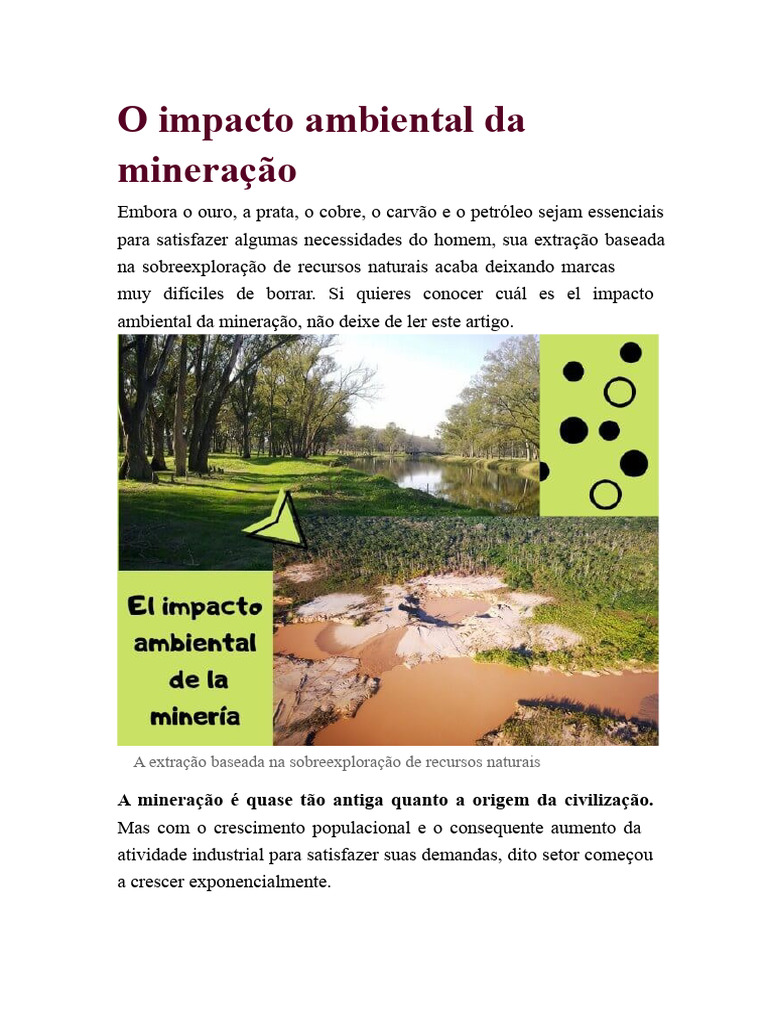Impactos Ambientais da Mineração | PDF | Mineração | Destruição do habitat