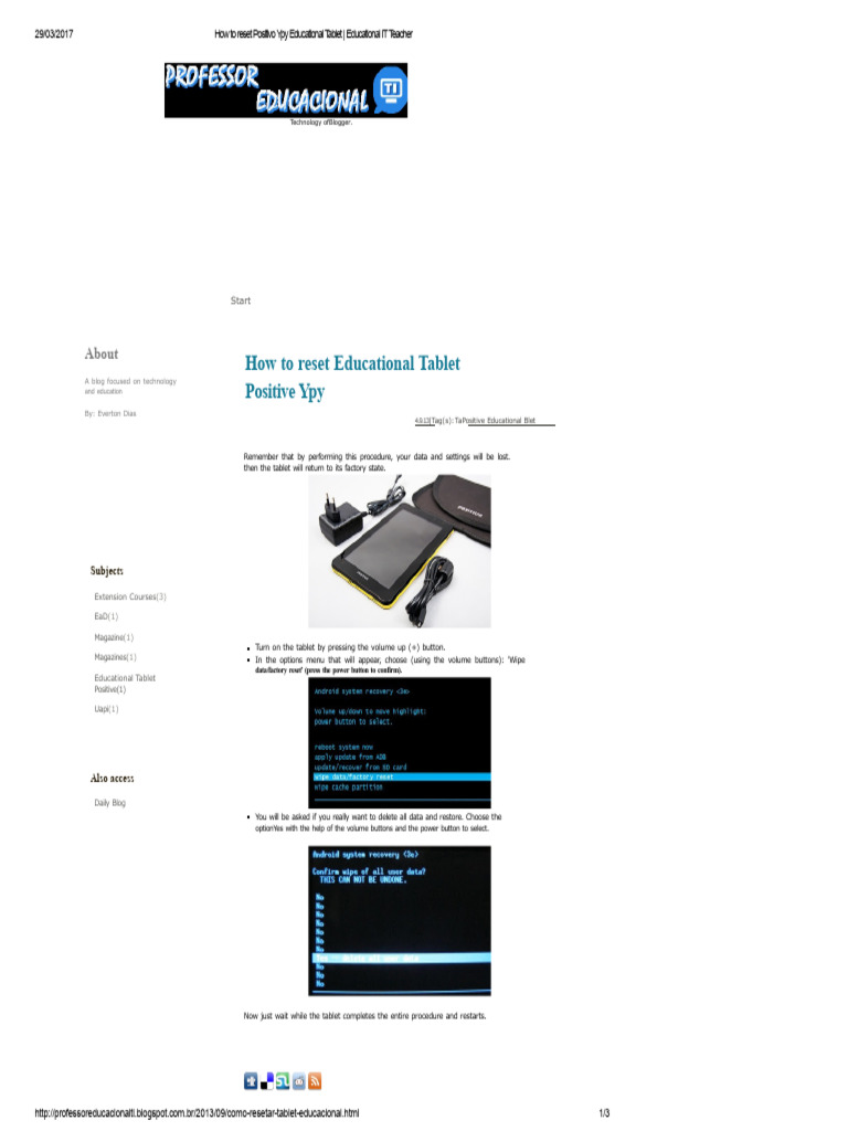 Reset Positivo Ypy Tablet Guide | PDF | Computing | Software