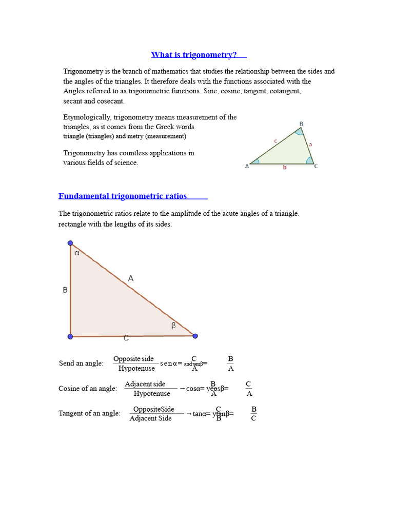 Introduction to Trigonometry Basics | PDF | Trigonometry ...