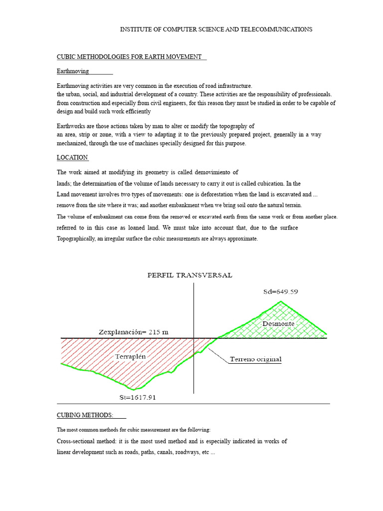 Earthmoving Cubic Measurement Methods | PDF | Area | Volume