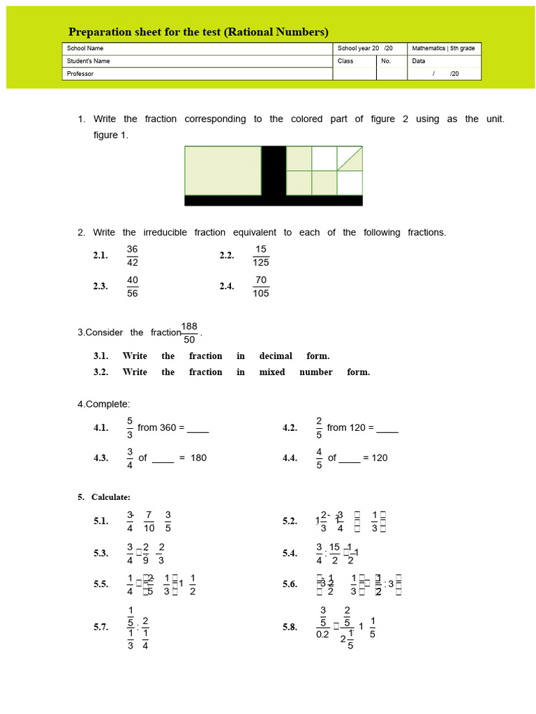 Test Preparation Sheet 5th Year | PDF | Number Theory | Elementary ...