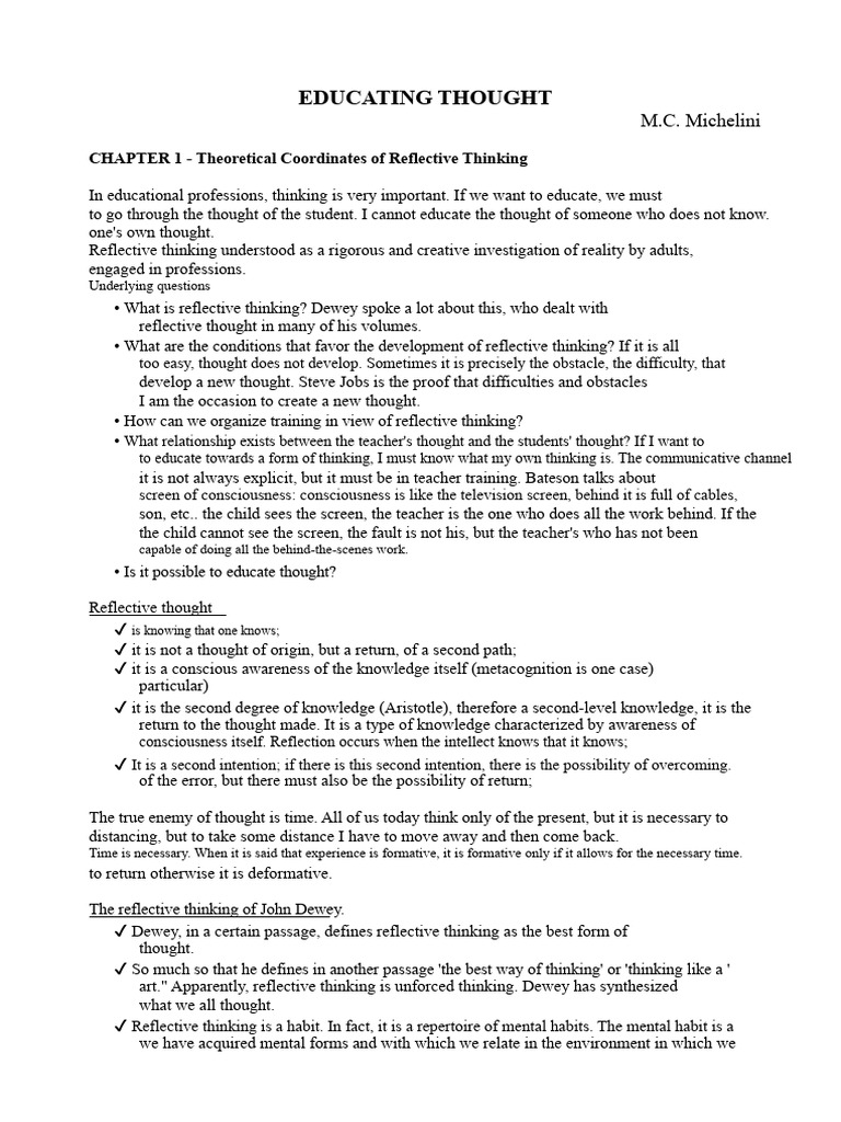 Reflective Thinking in Education | PDF | Thought | Mind