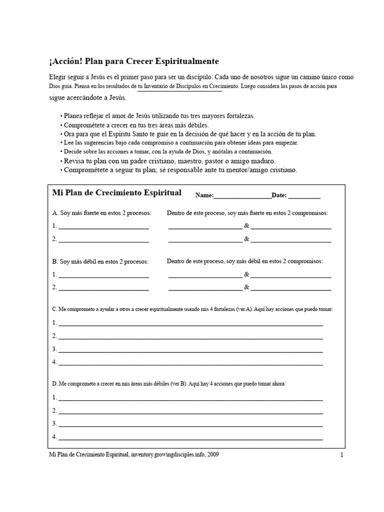 Plan de Crecimiento Espiritual Personal | PDF | Oración | Don espiritual