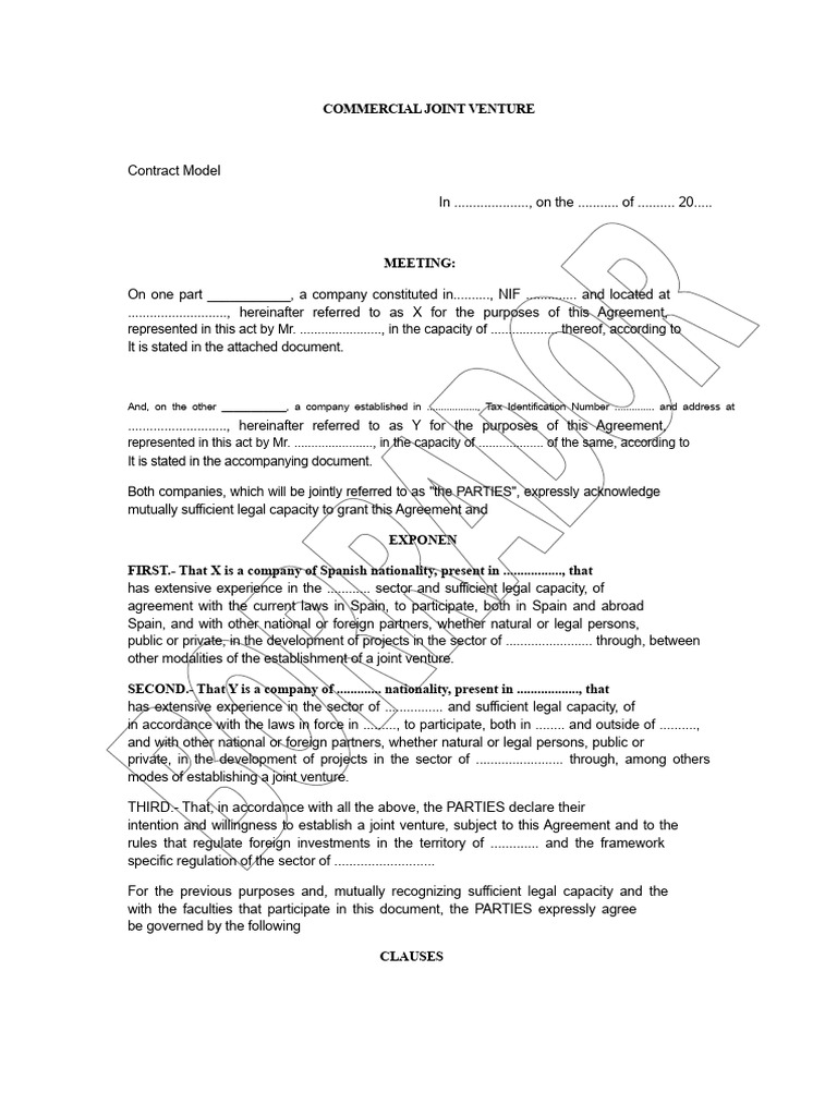 Commercial Joint Venture Agreement Guide | PDF | Dividend | Joint Venture