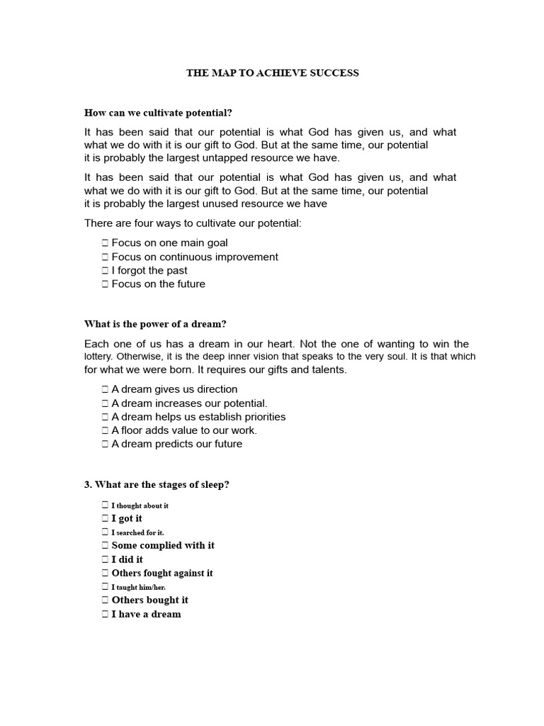 The Map To Achieve Success | PDF