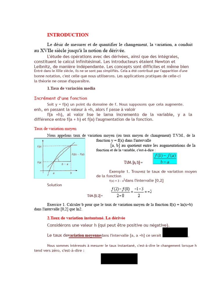 Dérivées et taux de variation en calcul | PDF | Fonction (Mathématiques ...