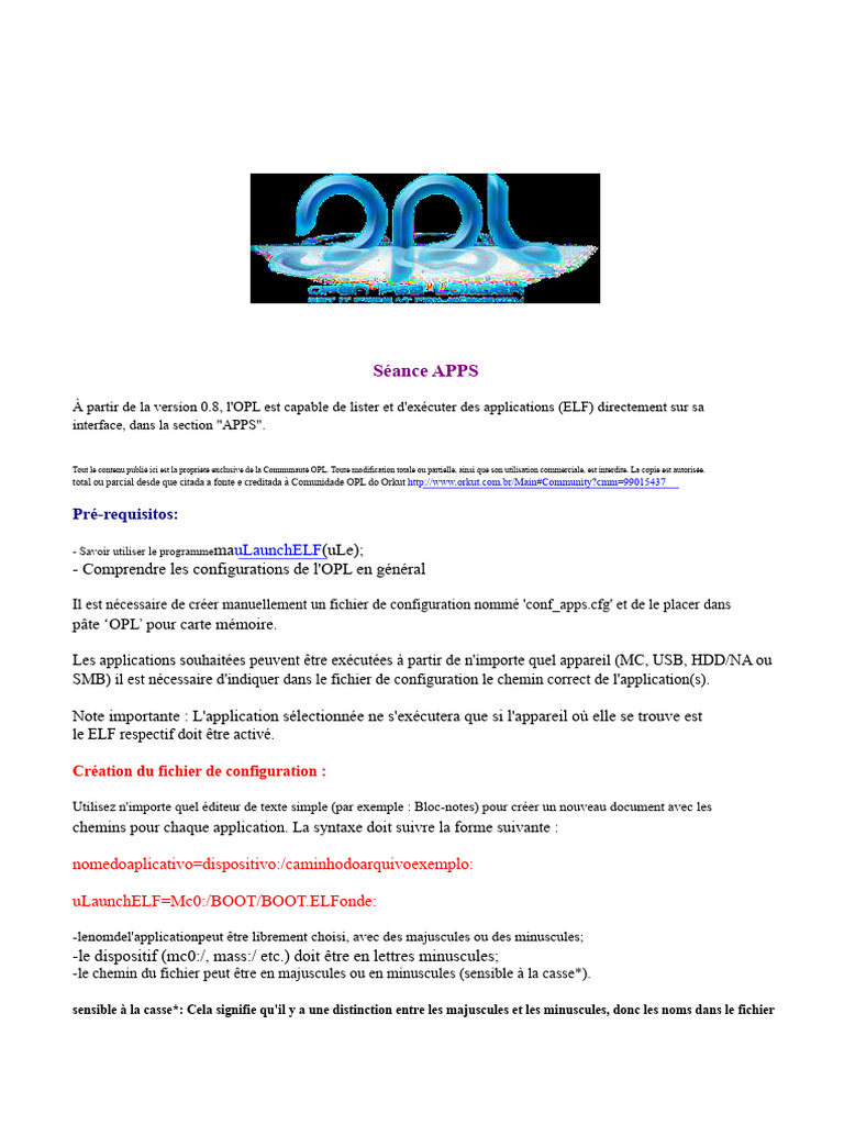 Configuration des applications OPL PS2 | PDF | USB | Fichier informatique