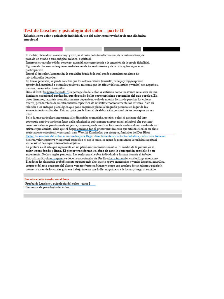Test de Luscher y Psicología del Color Parte II | PDF | Color ...