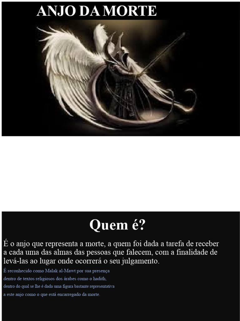 Azrael: O Anjo da Morte e Suas Funções | PDF | Anjo | Morte