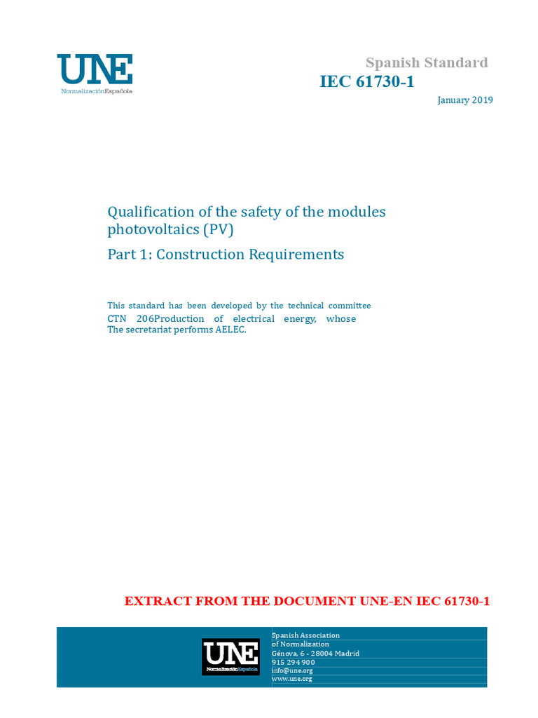 PV Module Safety Standards: IEC 61730-1 | PDF | Photovoltaics ...