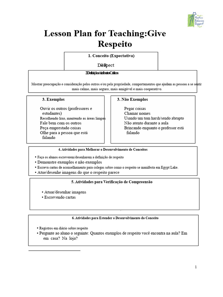 Exemplo de Plano de Aula sobre Respeito **Título da Aula:** Aprendendo ...