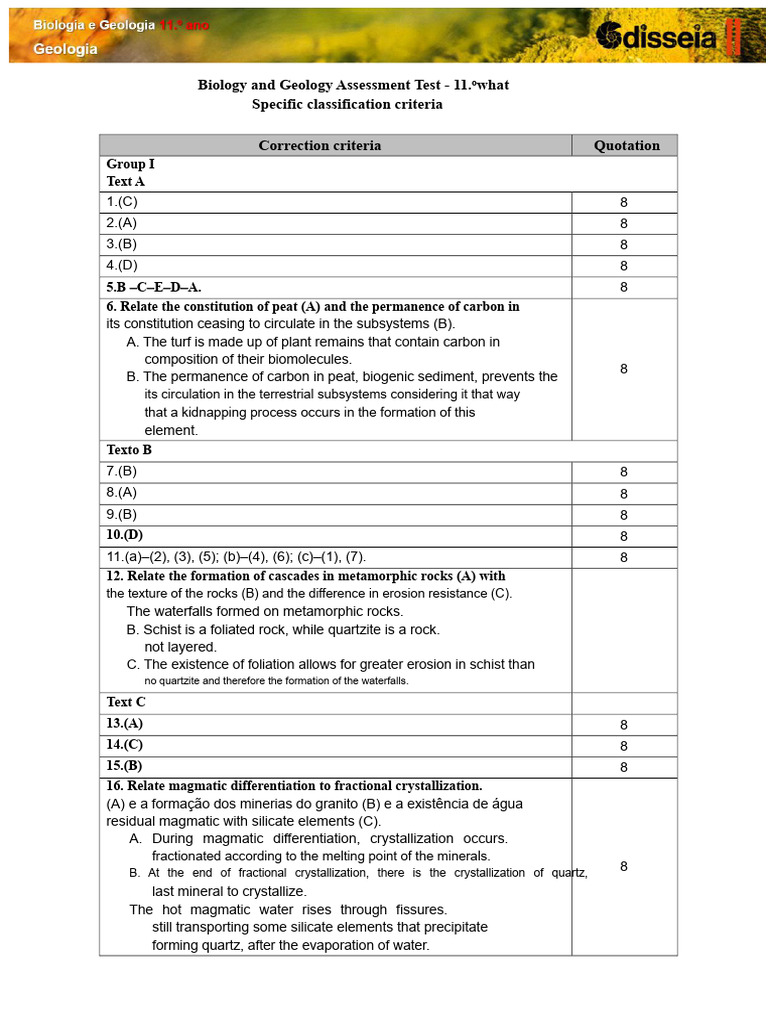 Biology and Geology Assessment Test | PDF | Sandstone | Geology
