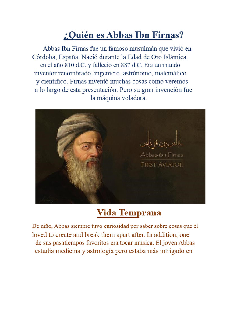 Abbas Ibn Firnas | PDF | Aviación | Lentes