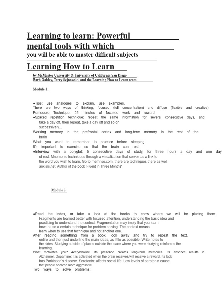 Mastering Learning Techniques for Success | PDF | Memory | Habits