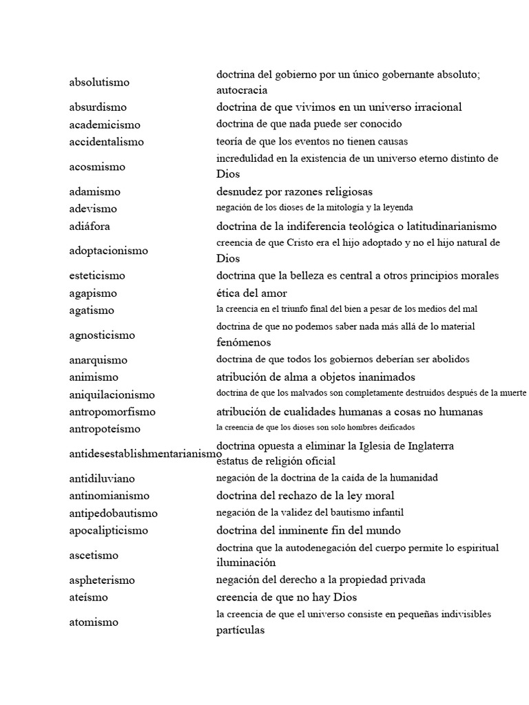 Un Diccionario de las Palabras que Terminan en -ismo | PDF | Dios ...