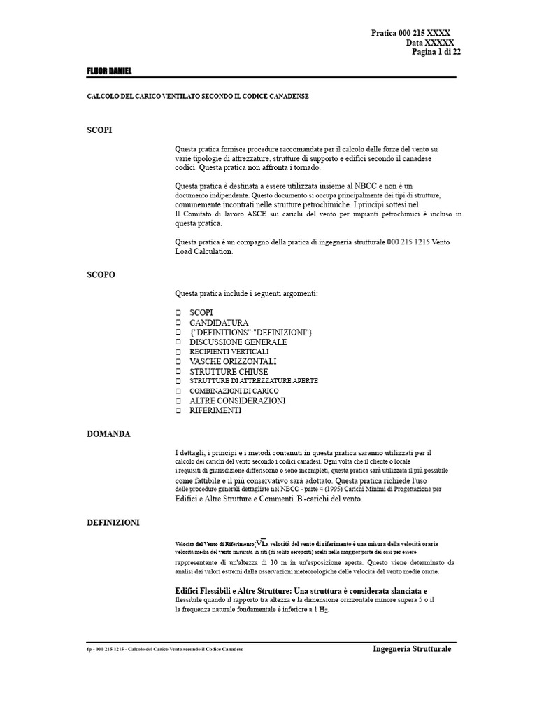Calcolo Del Carico Del Vento Secondo Il Codice Canadese | PDF