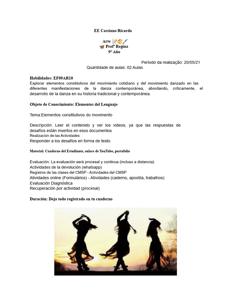 Elementos del Movimiento en Danza | PDF | Bailes | Las artes escénicas
