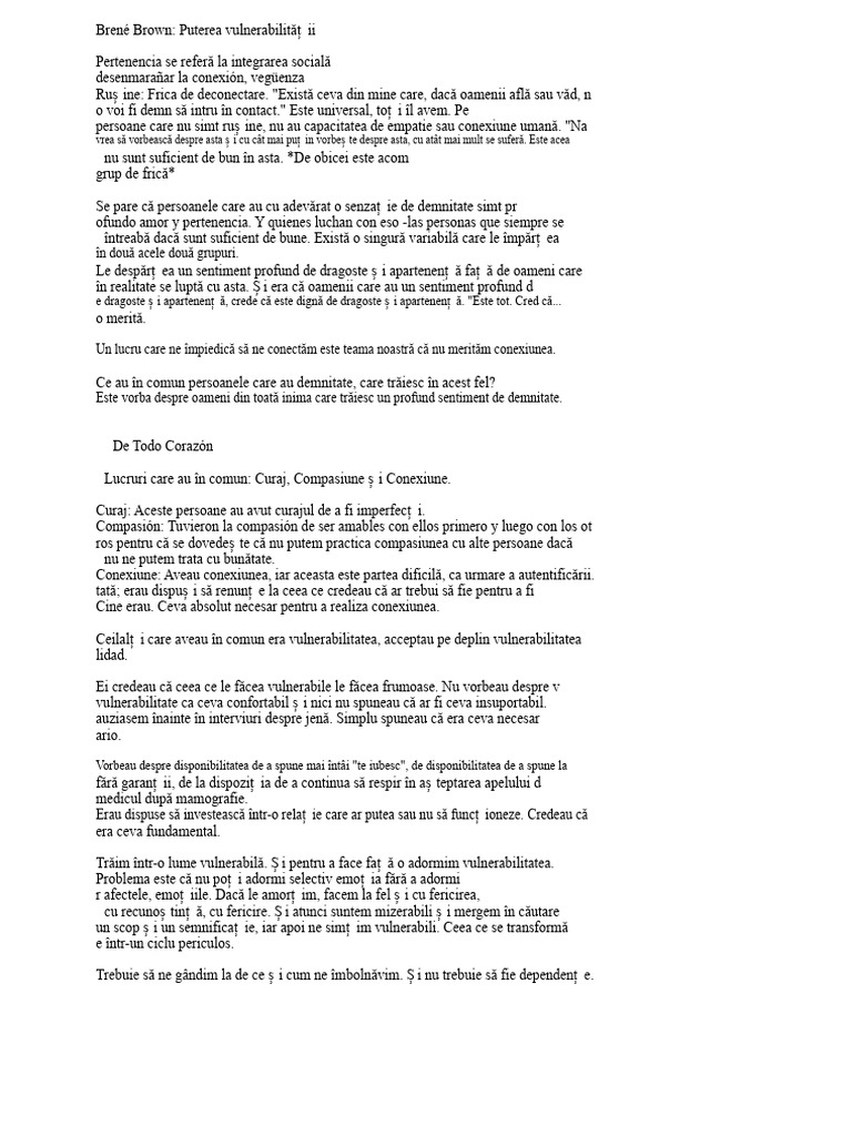 Brené Brown: Puterea Vulnerabilității | PDF