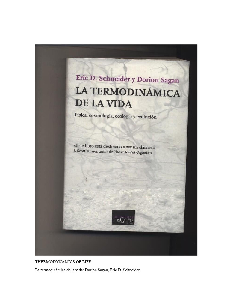 The Thermodynamics of Life - Dorion Sagan | PDF