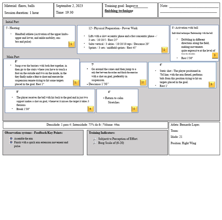 Specific Handball Training Plan | PDF