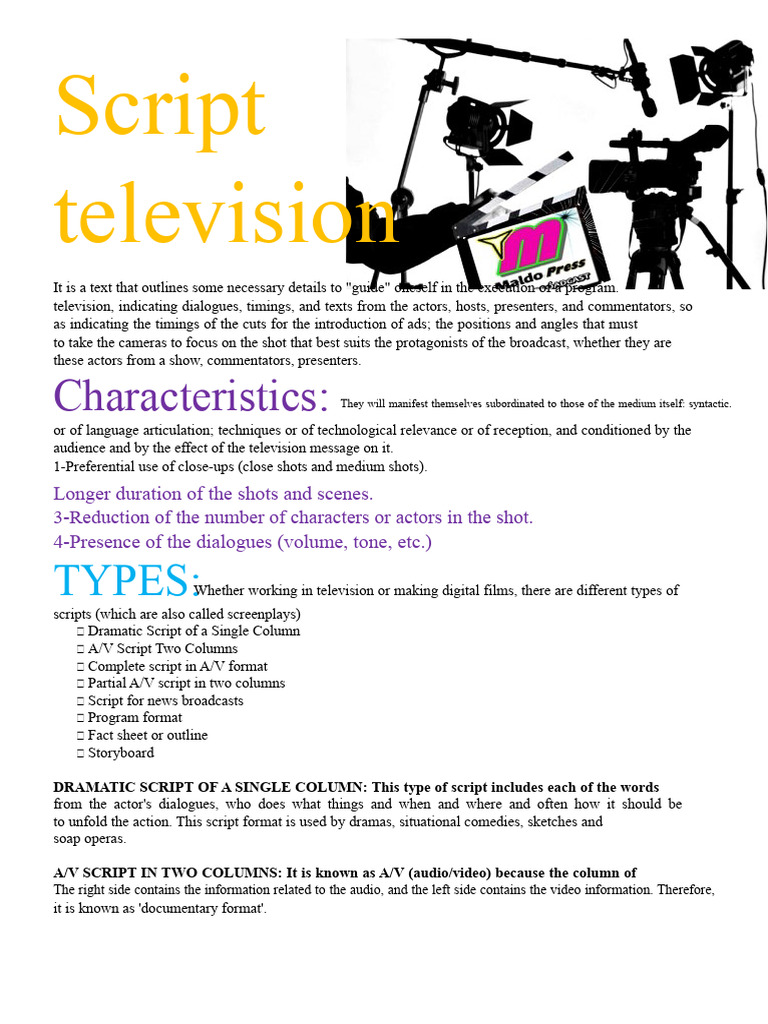 Types of Television Scripts Explained | PDF | Screenplay | Actor
